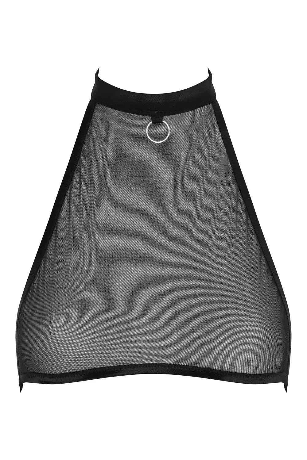 black mesh lingerie collar with silver hardware and adjustable fit